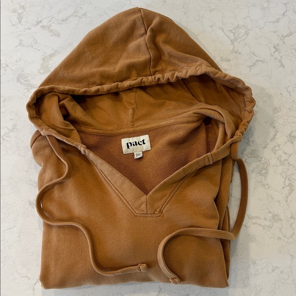 Pact Organic Cotton Hoodie Cropped Pullover Light Brown Womens XXL EUC - Picture 10 of 10